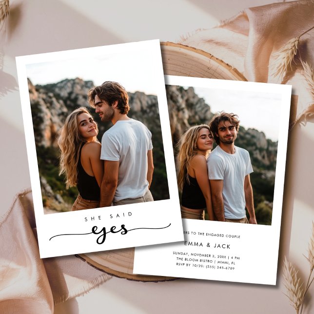 Whimsy Script 2 Photo She Said Yes Engagement Invitation (Creator Uploaded)