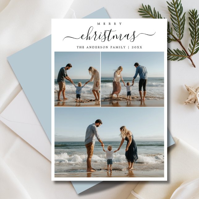 Whimsy Script Maritime Beachy Christmas Photo Holiday Card (Creator Uploaded)