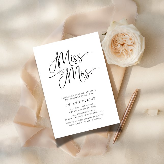 Whimsy Script Miss to Mrs. Budget Bridal Shower Invitation (Creator Uploaded)