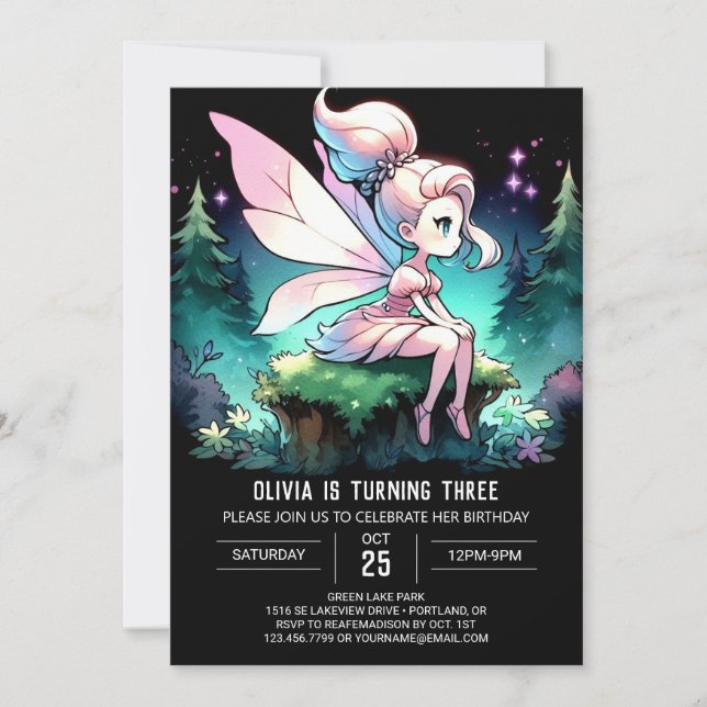 Whimsy Simple Fairy Birthday Invitation (Front)