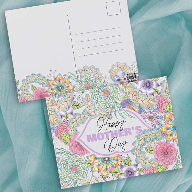Whimsy Spring Blossoms and Greenery Mother's Day Postcard (Creator Uploaded)