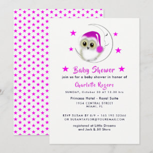Whimsy Super Cute Snowy Owl Baby Shower Invites