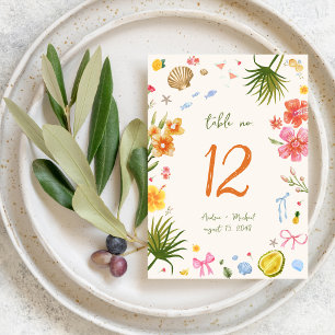 Whimsy Tropical Wedding 5x7 Table Number Card