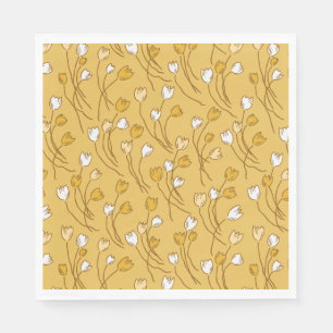 Whimsy Tulips Yellow White Napkin