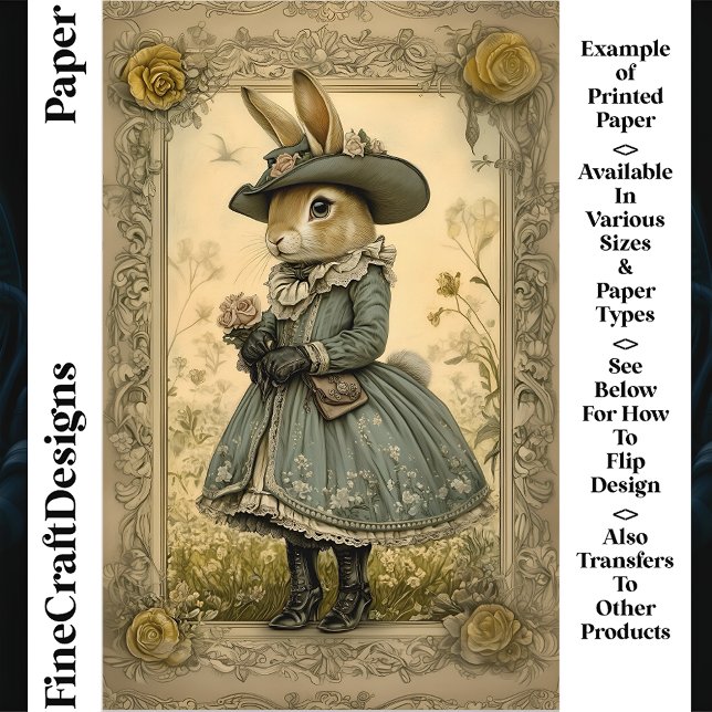 Whimsy Vintage Doe Rabbit, Flower Scrapbook Paper (Creator Uploaded)