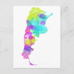 Whimsy Watercolor Argentina Map Postcard