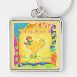Whimsy Wine a Little Chick Power Yellow Key Ring