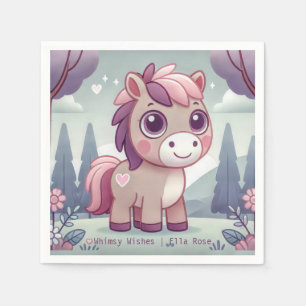 Whimsy Wishes Pink Pony Personalize Party Napkin