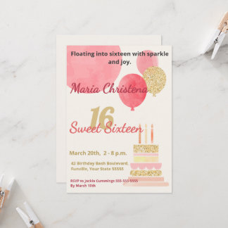 Whimsy & Wishes Sweet 16 Birthday Party Invitation