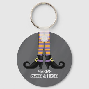 Whimsy Witch Shoes with Purple & Orange Stripe Key Ring