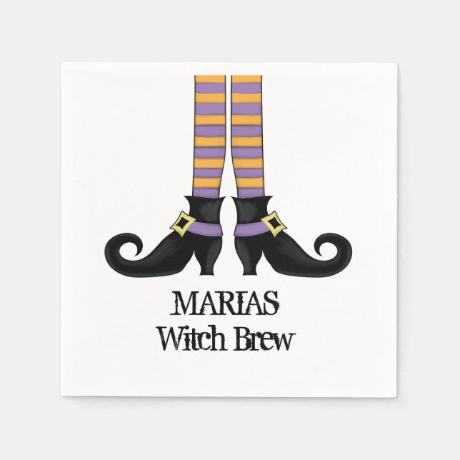 Whimsy Witch Shoes with Purple & Orange Stripe Napkin (Front)