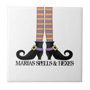 Whimsy Witch Shoes with Purple & Orange Stripe Tile