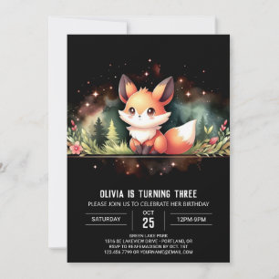 Whimsy Woodland Fox Birthday digital Invitation