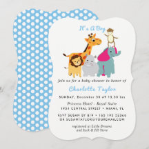 Whimsy Zoo Animals Cute Boys Baby Shower Invite
