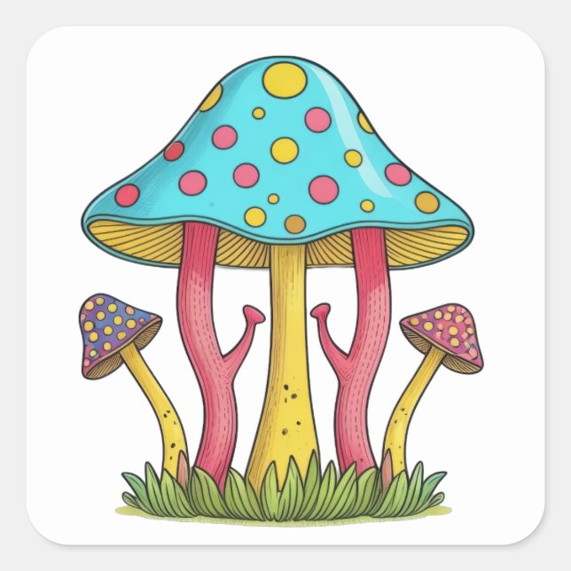 Whimsydale Mushrooms Square Sticker (Front)