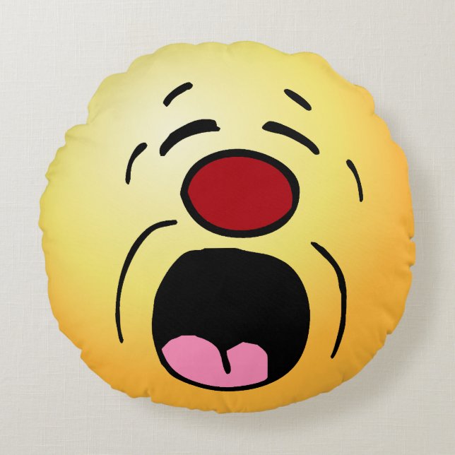 Whining Face: I hate having to go to my stupid job Round Cushion (Front)