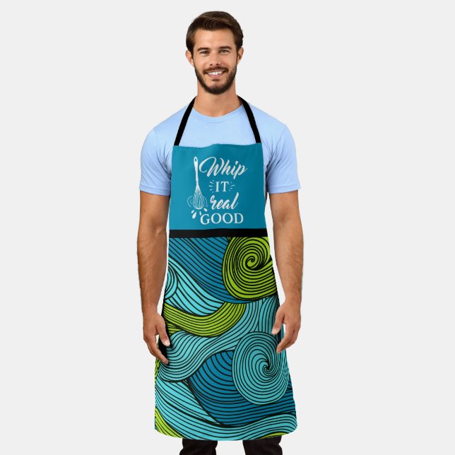 Whip it Real Good Funny Foodie Message Abstract Apron (Worn)