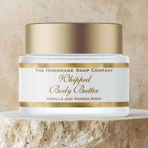 Whipped Body Butter Gold Foil and White Jar Label