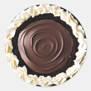 Whipped Cream Chocolate Pudding Pie Food Classic Round Sticker
