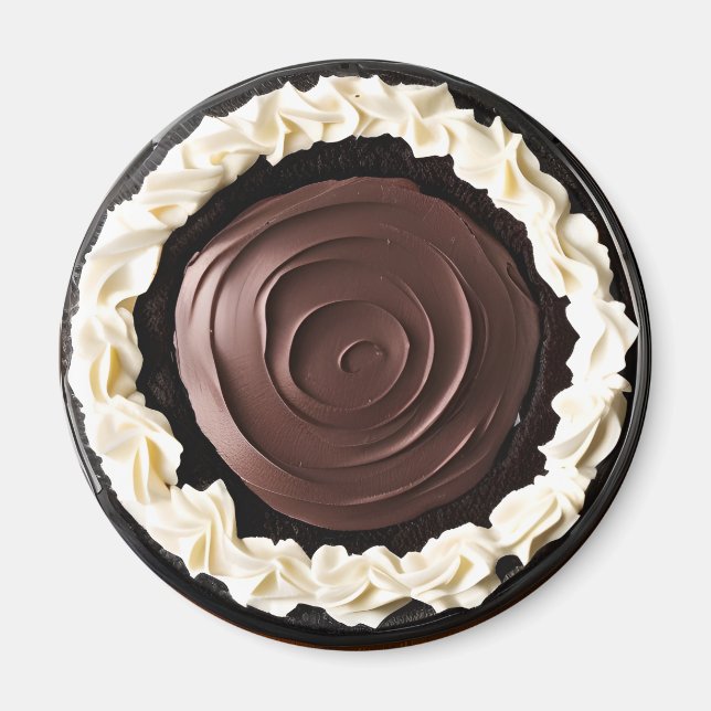 Whipped Cream Chocolate Pudding Pie Food Magnet (Front)