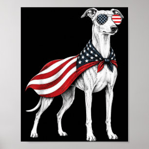 Whippet 4th Of July Aamerican Flag Dog Patriotic Poster