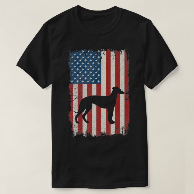 Whippet American Flag USA Dog Lovers Puppy US  T-Shirt (Design Front)