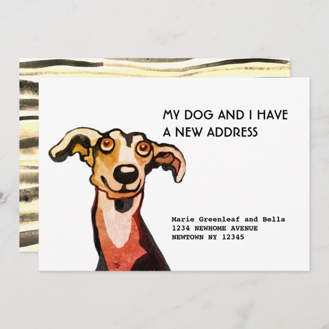 Whippet and I have moved, Flat Announcement Card (Front/Back)