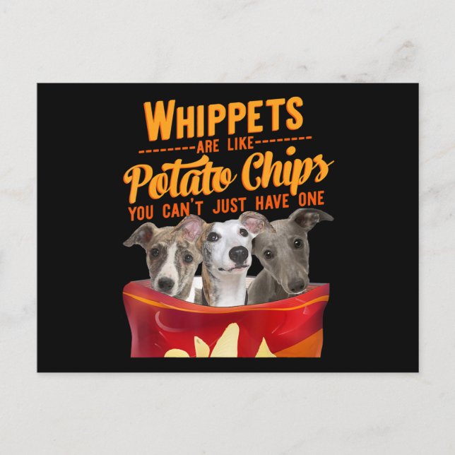 Whippet And Potatoes Chips Funny Dog Mama Papa Postcard (Front)