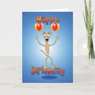 whippet - balloons - happy birthday card