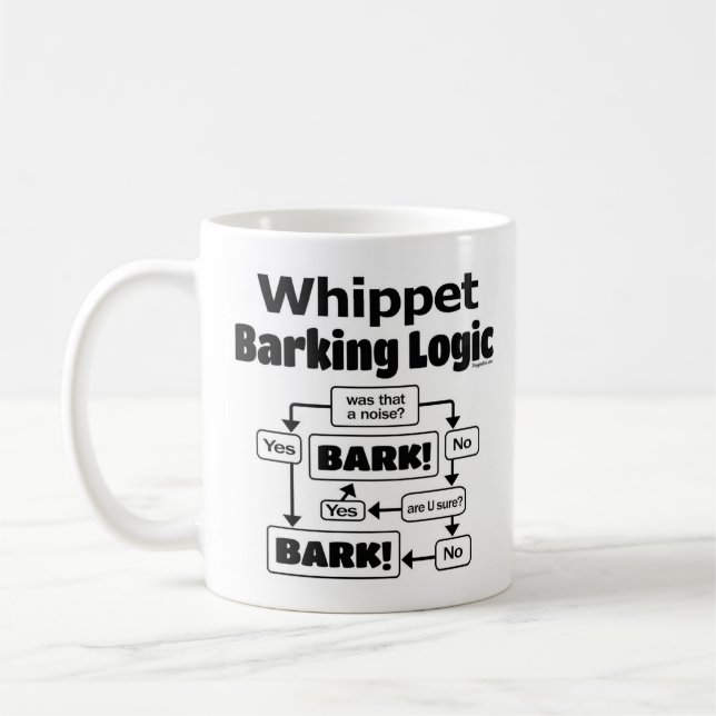 Whippet Barking Logic Coffee Mug (Left)