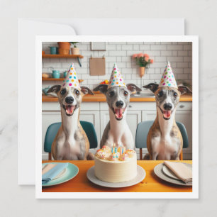 Whippet card, Whippet birthday, Whippet Invitation
