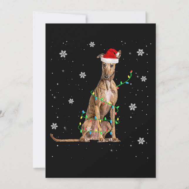 Whippet Christmas Light Cute Santa Whippet Xmas Holiday Card (Front)