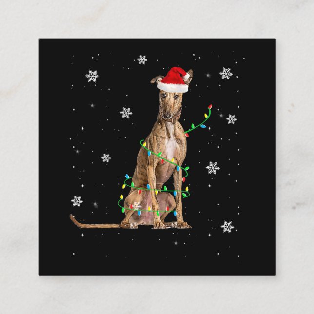 Whippet Christmas Light Cute Santa Whippet Xmas Square Business Card (Front)