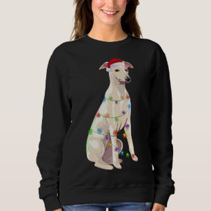 Whippet Christmas Lights Xmas Dog Lover Santa Hat Sweatshirt