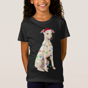 Whippet Christmas Lights Xmas Dog Lover Santa Hat T-Shirt