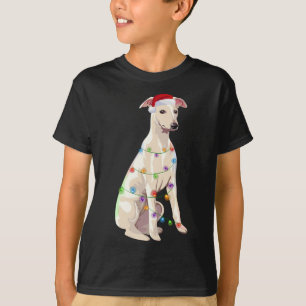 Whippet Christmas Lights Xmas Dog Lover Santa Hat T-Shirt