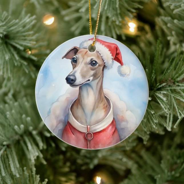 Whippet Christmas Ornament - Festive Holiday (Tree)