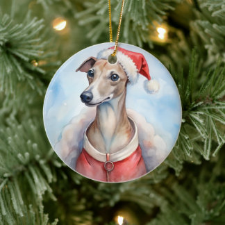 Whippet Christmas Ornament - Festive Holiday