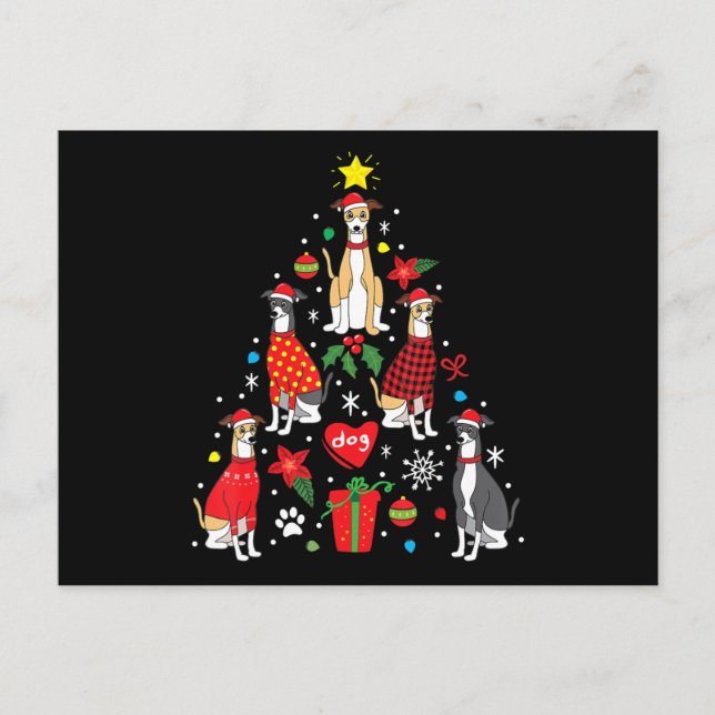 Whippet Christmas Ornament Tree Funny Dog Mum Dad Holiday Postcard (Front)