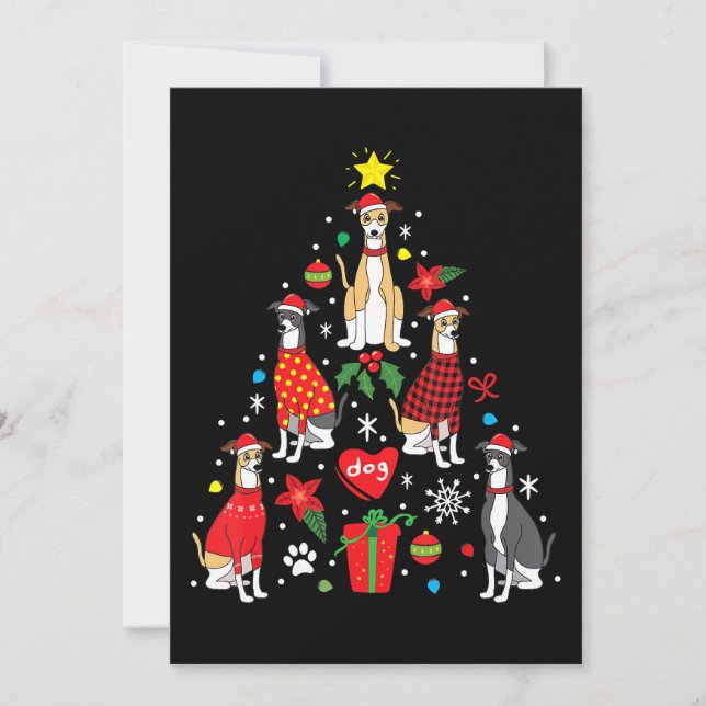 Whippet Christmas Ornament Tree Funny Dog Mum Dad Invitation (Front)