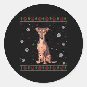 Whippet Christmas Sweater Xmas Pet Animal Dog Love Classic Round Sticker