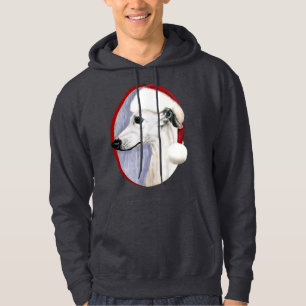 Whippet Christmas White Santa Hoodie