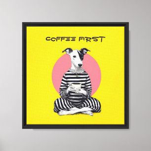 Whippet Coffee Time – Quirky Vintage Dog Canvas Print