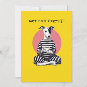 Whippet Coffee Time – Quirky Vintage Dog Holiday Card