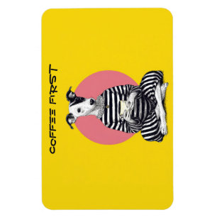 Whippet Coffee Time – Quirky Vintage Dog Magnet