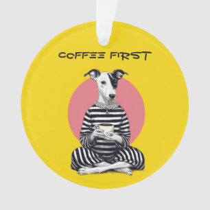 Whippet Coffee Time – Quirky Vintage Dog Ornament