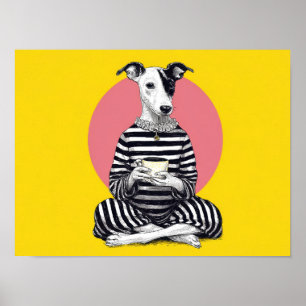 Whippet Coffee Time – Quirky Vintage Dog Poster