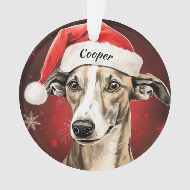 Whippet Custom Christmas Ornament (Front)