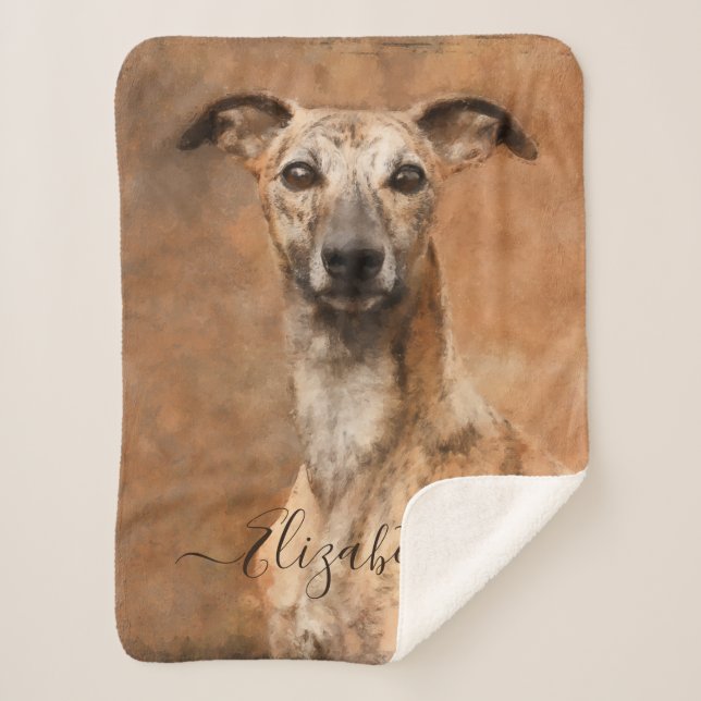 Whippet Dog Add Name Sherpa Blanket (Front)