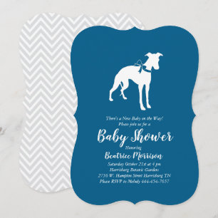 Whippet Dog Baby Shower Boy Blue Invitation